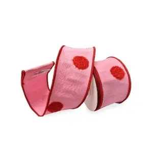 2.5'' X10YD  Perfect PomPom Ribbon-Pink Red Ribbon | IR