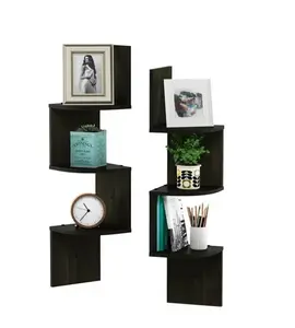 3 Tier Wall Mount Floating Corner Radial Shelf Set of 2 with Elegant Design for Versatile Use