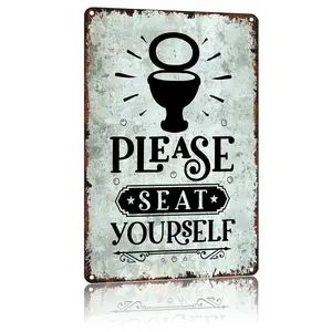 Please Seat Yourself-Bathroom Stickers 8x12 Inch Aluminum Sign Durable Rich Colors Lightweight Material For Easy Installation,Suitable For Family Bathroom,Decor For Restroom Shelf.