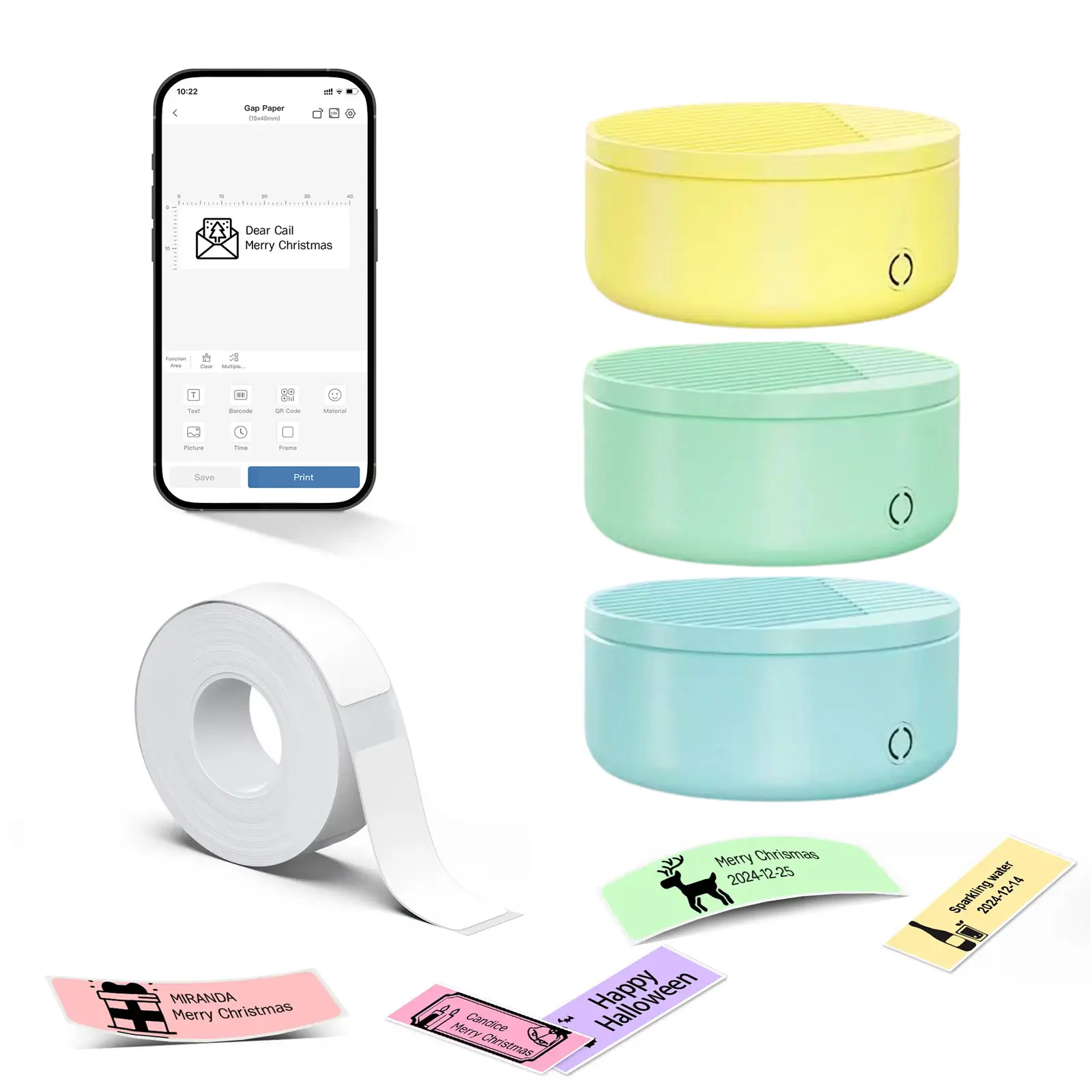 Wireless Bluetooth Portable Mini Thermal Label Printer Blue LP1 , USB-C Fast Charge ,  Compatible withioS,Android, 5-in-1 Use For Home Work Trip Gift School Office, Printing Machine for Lables