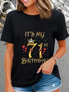 100% Cotton Unisex It's My 71st Birthday 71 Years Old 71st Birthday Queen T-Shirt Grahpic  Printed Casual T shirt