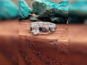 Wild Horse & White Topaz Sterling Silver Forever Ring