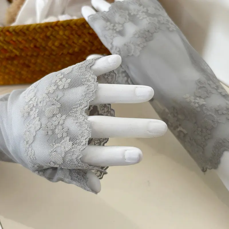 2pc Summer Women Fingerless Gloves Floral Embroidery Lace Mesh Breathable  Lightweight Stretchable Wedding Party Sports Outfit Accessories - TikTok  Shop