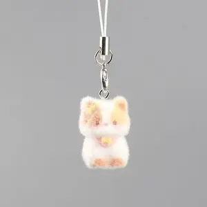 【FREE GIFT FOR ORDER OVER $7.9】Cute Fuzzy 3D Cat Keychain Cartoon Plush Kitty Bag Charm Fluffy Key Holder & Phone Strap for Adorable Accessory