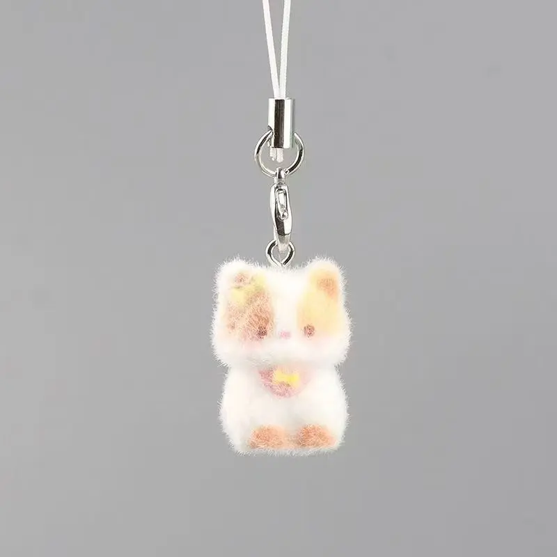 【FREE GIFT FOR ORDER OVER $7.9】Cute Fuzzy 3D Cat Keychain Cartoon Plush Kitty Bag Charm Fluffy Key Holder & Phone Strap for Adorable Accessory
