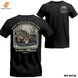 Christian Deer Hunting T shirt – James 1:17 Bible Verse Tee, Buck Hunter Faith Shirt, Outdoor Christian Gift for Men & Women - Squirrel Corner