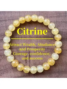 Money Magnet Wealth Attraction Citrine Quartz Beaded Bracelet, Natural Crystal Healing Energy Wristband, Handmade Lucky Prosperity Jewelry for Women Men, Ideal Gift for Meditation Yoga & Career Success, Crystal Bracelets