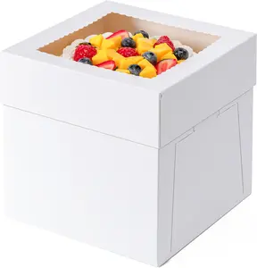 3 Pack 10x10x8 Inch Tall Cake Boxes – Large 10-Inch Disposable Bakery Boxes with Lids and Clear Window for Cakes, Cupcakes, Cookies, Pies, and Pastries – Perfect for Weddings, Birthdays, and Parties