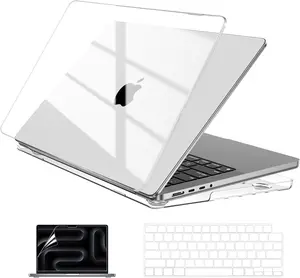 MacBook Pro 14 inch M5 2026-2021 M4 M3 M2 M1 Pro/Max Chip, Hard Shell Cases with Keyboard Cover, Screen Protector - Crystal Clear