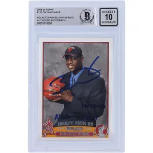 Dwyane Wade Miami Heat Autographed 2003-04 Topps #225 Beckett Fanatics Witnessed Authenticated 10 Rookie Card with "NBA Debut 10-28-03" Inscription - Fanatics Authentic Certified