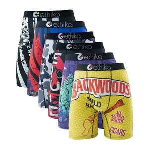 6Pcs  Sexy Printed Men Underwear Boxer Shorts Underpants Breathable Man Panties Lingeries Plus Size Boxer Briefs S-XXXLGift