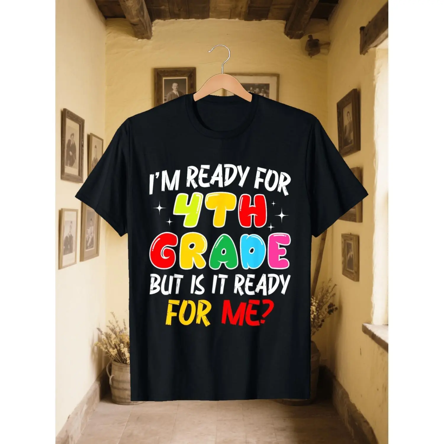 I'm Ready for Fourth Grade But Is It Ready for Me? First Day T-Shirt, Casual Round Neck Tee for Boys & Girls, Spring Summer Holiday Apparel Clothing, Durable Summer Clothing Best Gift for Boy Girl