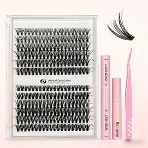 Cluster Lash Extensions, 30D 40D Individual Lashes Mix Length 9-17mm, 240 Pieces，Ultra Thin Soft Band DIY Eyelashes Reusable Natural Fluffy Eye Lashes Kit