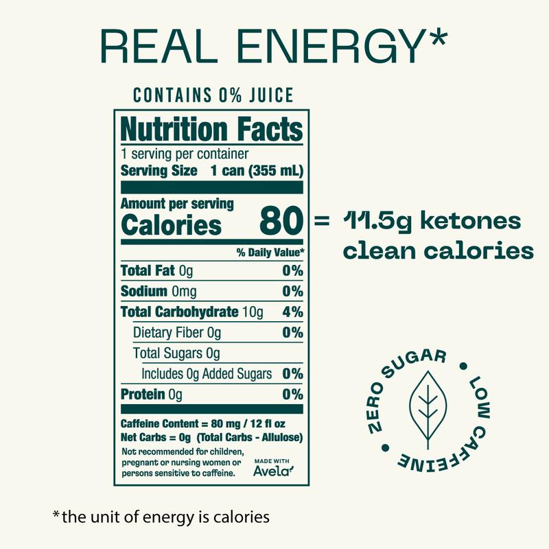 KEY Clean Energy Ketone Drink - All Natural, Sugar Free, Mental Focus, Low Caffeine
