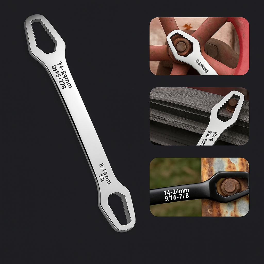 Universal Car Torx Wrench,8-24mm Self-tightening Wrench,Double-head Torx Spanner,Non-Slip Multi-function Wrench for Most Nuts & Bolts Repair,Professional Car Assembly & Disassembly Tool