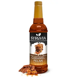 Syruvia Caramel Pecan Coffee Syrup - 25.4 fl oz. Premium Coffee Flavoring Syrup. Kosher, and Gluten-Free. Perfect for Drinks, Sodas, Shakes & Desserts