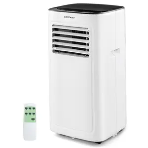 COSTWAY 9000BTU-10000BTU Portable Air Conditioner, 4 Operation Modes AC Unit w/Dehumidifier & Fan, 24H Timer, Remote, Sleep Mode, 4 Wheels & Window Kit, Freestanding Air Cooler for Bedroom Home Office -COSTST