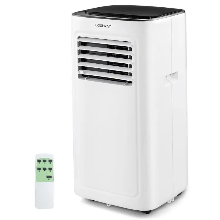 COSTWAY 9000BTU-10000BTU Portable Air Conditioner, 4 Operation Modes AC Unit w/Dehumidifier & Fan, 24H Timer, Remote, Sleep Mode, 4 Wheels & Window Kit, Freestanding Air Cooler for Bedroom Home Office -COSTST