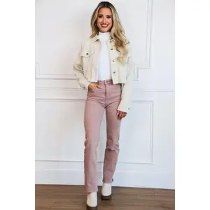 Tinley Corduroy Cropped Jacket: Cream