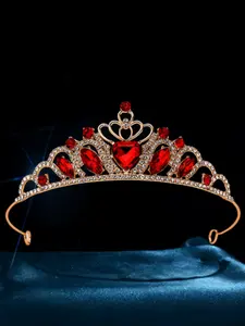 Heart Shaped Rhinestone Decorated Crown Tiara, Elegant Bridal Headwear for Wedding Bridal Party Formal Occasions, Fashion Hair Accessories for Women, Elegant Crown Design