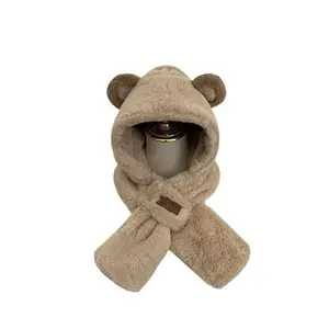 Unisex Faux Rabbit Fur Hat & Scarf Set - Cute Earmuff Design, Thick Warm 2-in-1 Winter Accessory for Cold Climates