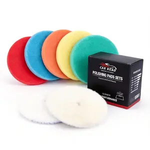 6" Buffing Polishing Pads Kit, 7Pcs 6.5" Backing Plate, Sponge & Woolen Pads - 6" Drill Attachment Set for Car Buffer Polish & Wax (6 Inch (150mm))