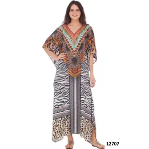 Long Exotic Print Kaftan
