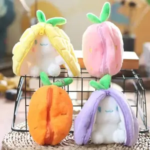 1PC Funny Strawberry Carrot Rabbit Plush Toys Stuffed Into Fruit Transform Soft Animals Bunny Doll For Boys Girls Birthday Gift Soft Cuddly Gift