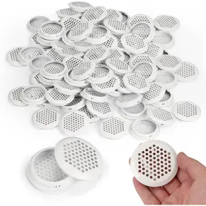 50 Pcs 2 Inch 53mm Round Stainless Steel Circular Soffit Air Vents Mesh Hole for Kitchen Bathroom Cabinet Wardrobe Shoe Cabinet (White)