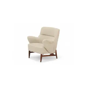 1950s DANISH MODERN CLUB / LOUNGE CHAIR IN CREAM WOOL