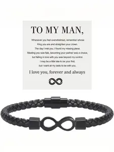 To My Man, Infinity Leather Bracelet Husband Gifts from WifeI Love You Forever and Always Bracelets Boyfriend Anniversary Birthday Christmas Fathers Gifts for Men Son Grandson