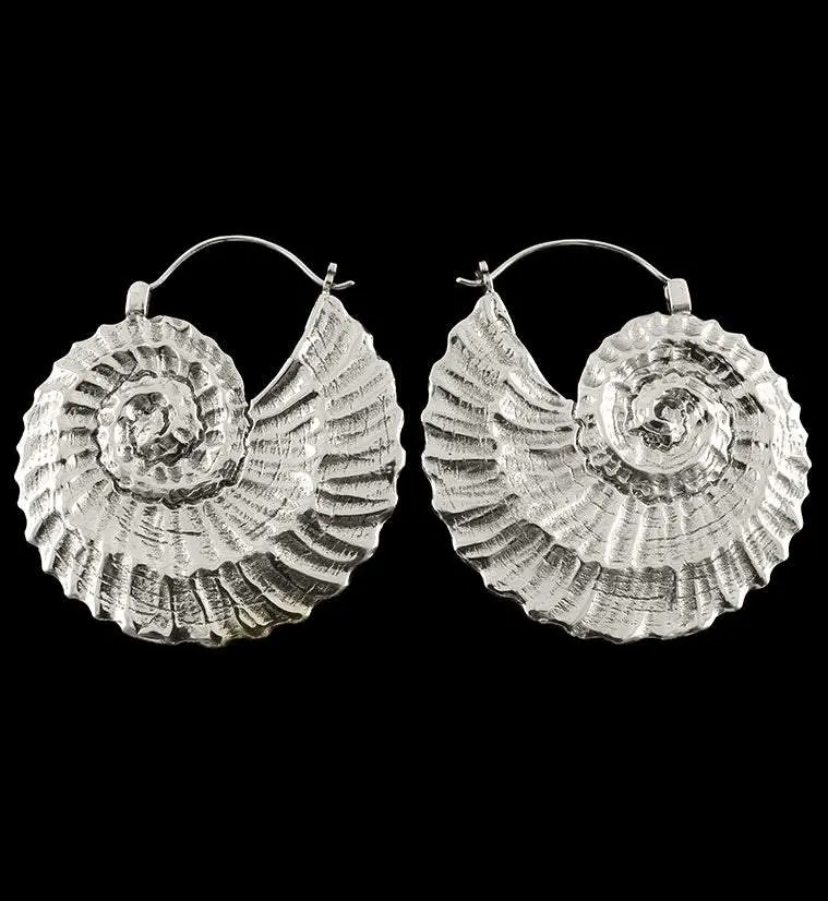 18G Ammonite White Brass Hangers - Earrings