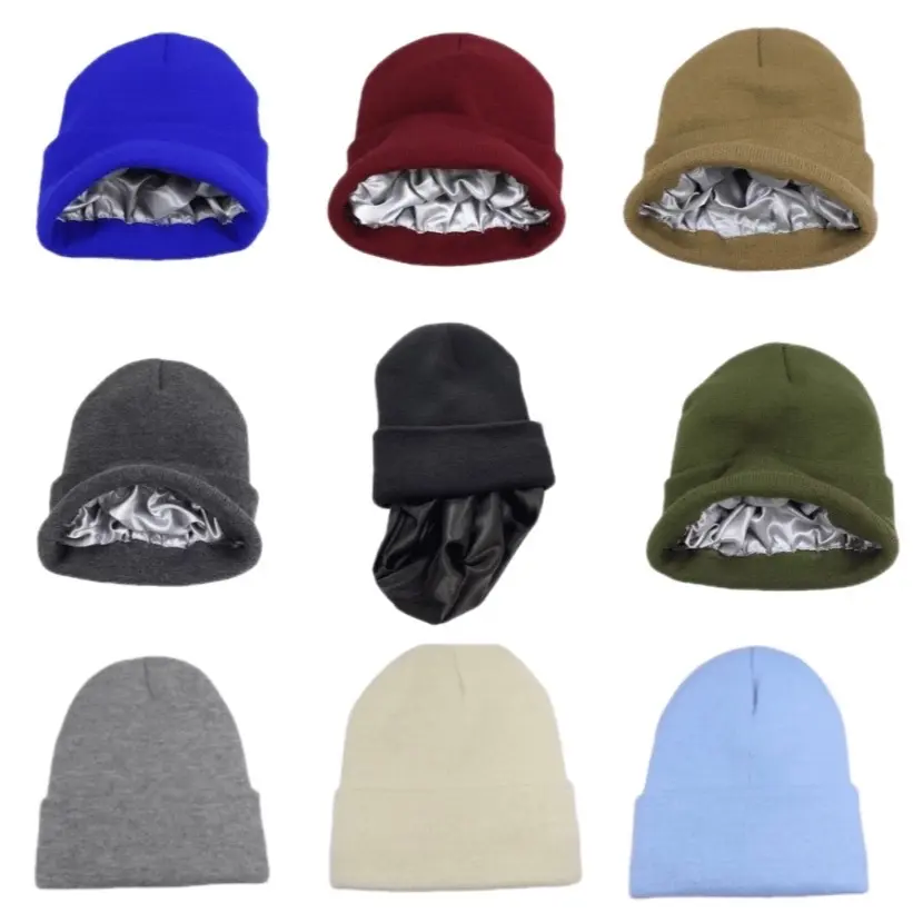 Casual Warm unisex Winter Satin Lined Beanie
