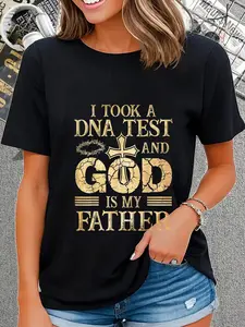 100% Cotton Unisex Vintage I Took A DNA Test And God Is My Father Christian T-Shirt Vintage Graphic Printed Casual Unisex Tshirt