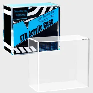 Ultra Clear 8mm+5mm Acrylic Display Case with Strong Magnetic Metal Lid, 360° Panoramic View UV Protection Dustproof Waterproof Box for ETB TCG Cards Mini Figures Blind Box Plush Toys, Stackable for Desk Shelf Car Trunk, Perfect Gift for Hobbyists