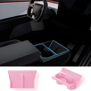 Center Console Car Organization Accessories for Tesla Cybertruck 2024 2025 Cup Holder Insert Silicone Wireless Charging Pad Organizer Mat Anti-Slip Vehicle Interior