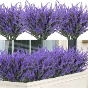 20pcs Wedding Lavender Artificial Plant Bunches, Plastic Greenery Decorations, Farmhouse Style Pot Plants for Home Decoration