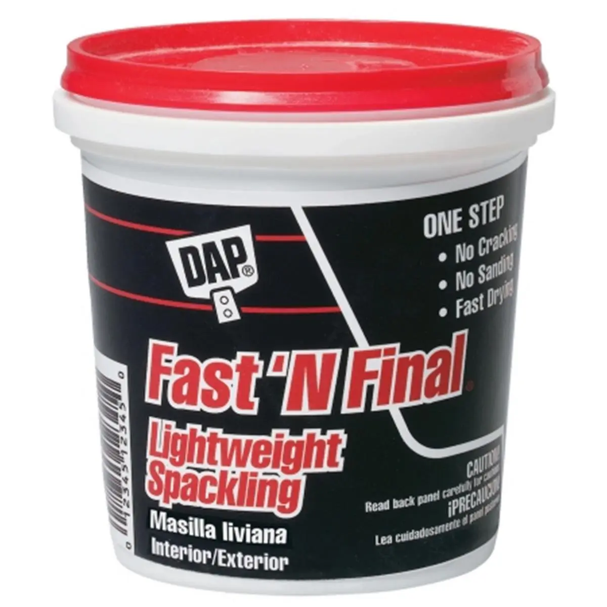 Dap FastN Final Spackling Putty (12141, 1 pt) - Wall Crack Repair Paste, No Sanding, No Cracking, No Shrinking, for Interior & Exterior Surfaces, Automotive Paint Care