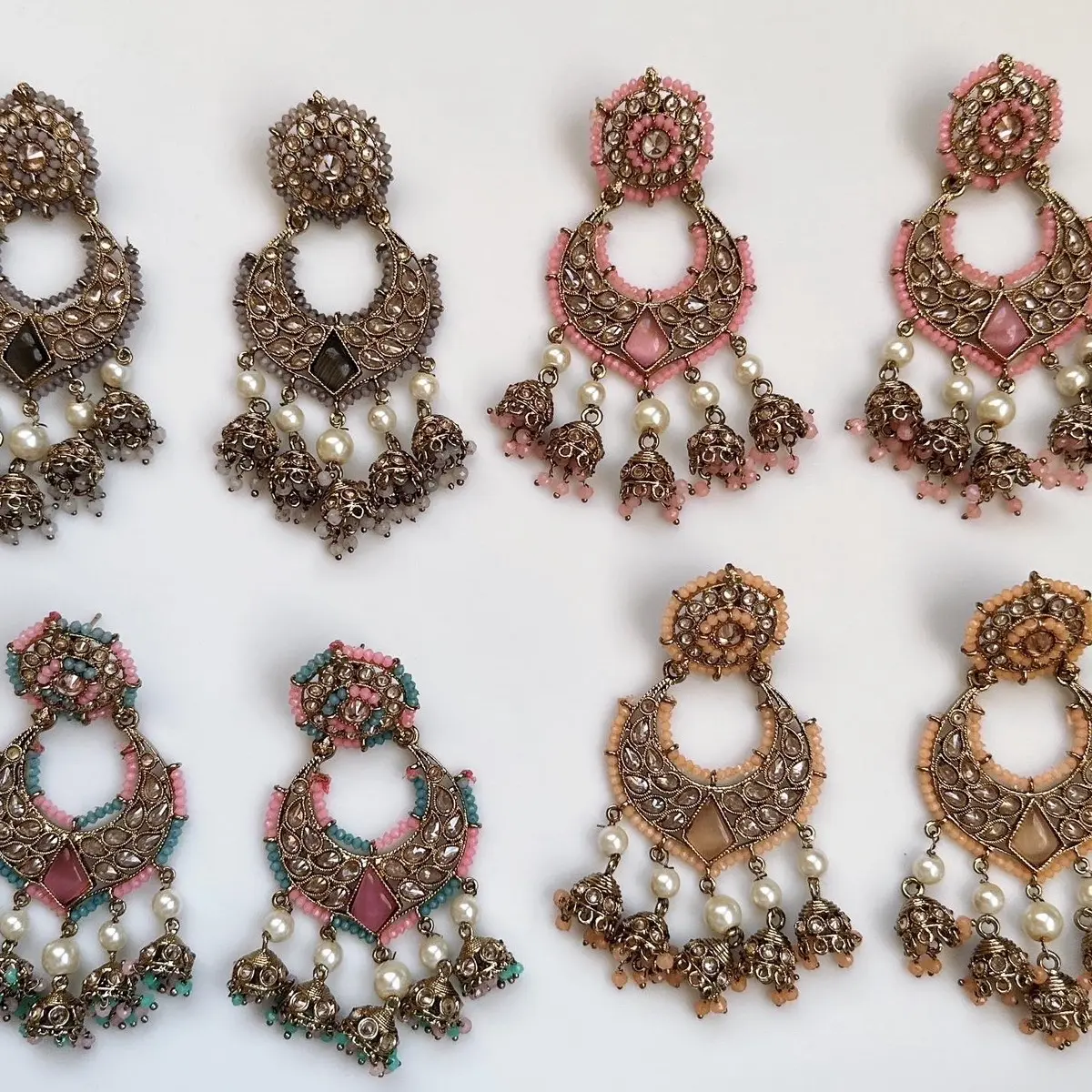 Multi Colo polki jhumka earring