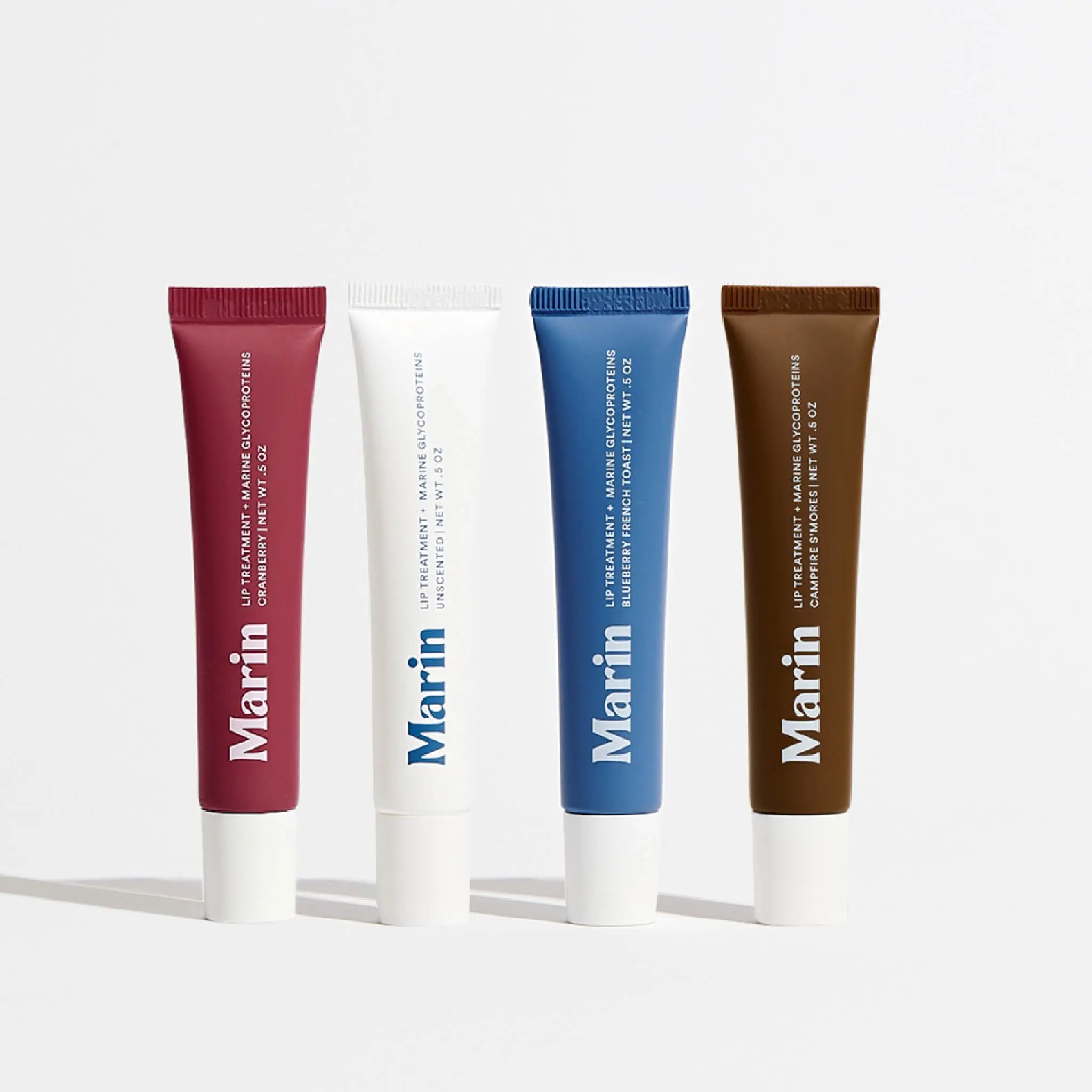 Lip Treatment Set | Blueberry | Cranberry | Campfire S'mores | Unscented | w/ Marine Glycoproteins for Hydration