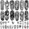 77 Sheets Christian Temporary Tattoo Adult Men Women Kids Religious Jesus Cross God Christ Catholic Realistic Half Sleeve Body Fake Tattoos Stickers