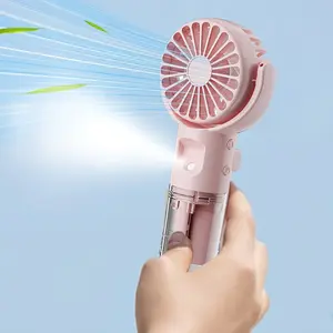 USB Rechargeable Mini Neck Fan with Spray Function, Desktop Folding Fan, Portable Handheld Fan, Ideal for Travel & Home Use