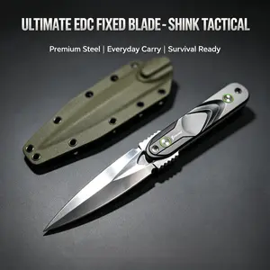 SHINK FORGE Lightweight, Compact Single-Blade Fixed-Blade Outdoor Emergency Tool, 440B Steel with Fixed Aluminum Handle, for Everyday Carry, Camping Kitchen Knives Block