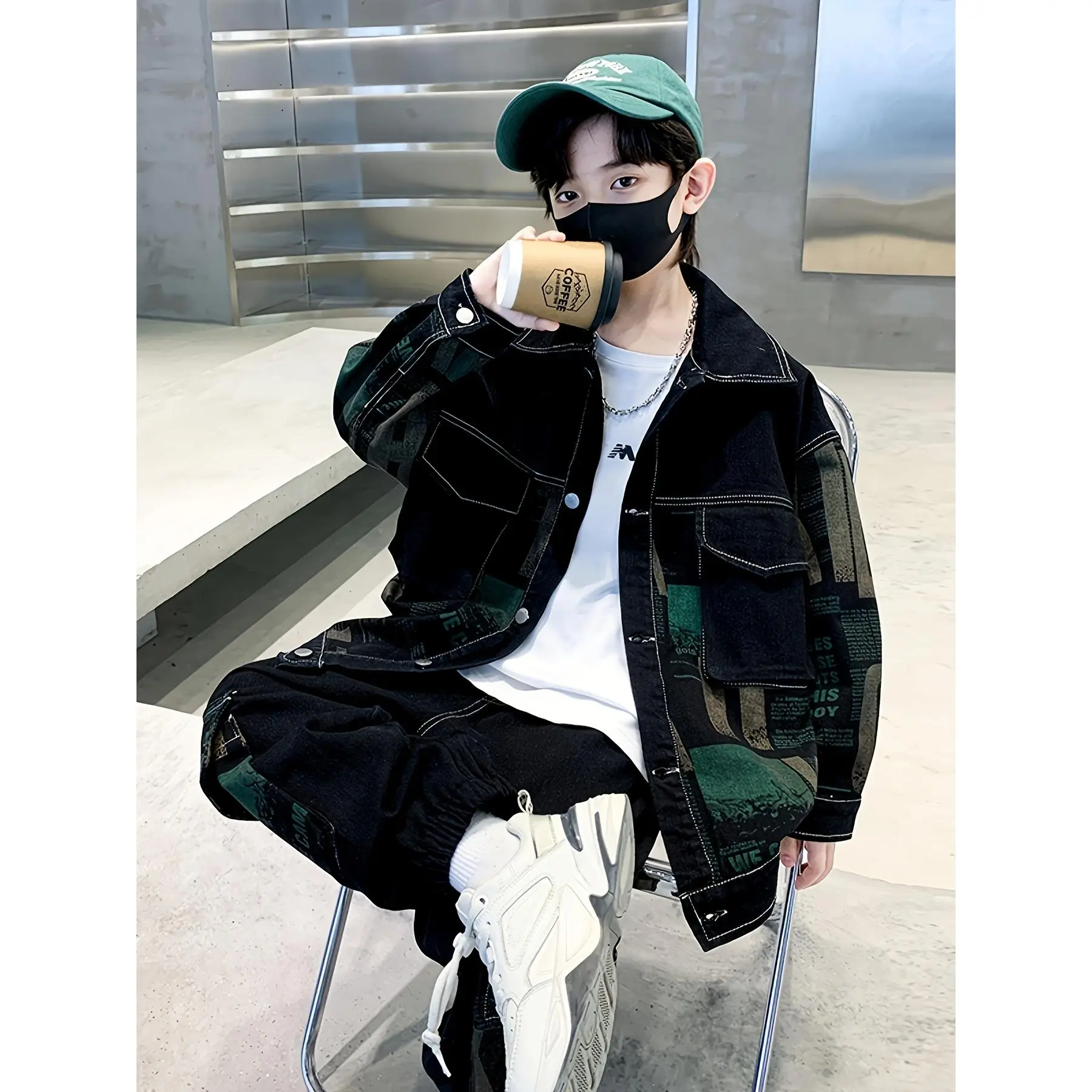 Boys' Spring Denim Outfit 2026 New Style Kids' Clothing Big Kids Spring/Autumn Streetwear Two-Piece Set Trendy Cool Outfit