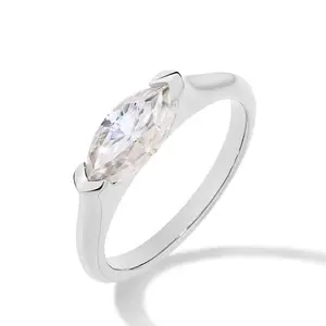 1CT Marquise Cut Moissanite Synthetic Ring | VVS1 Clarity & Hypoallergenic | for Women Daily Wear, Birthday,Wedding, Engagement,Anniversary Gift | Present Fine Jewelry Casual Elegant Travel