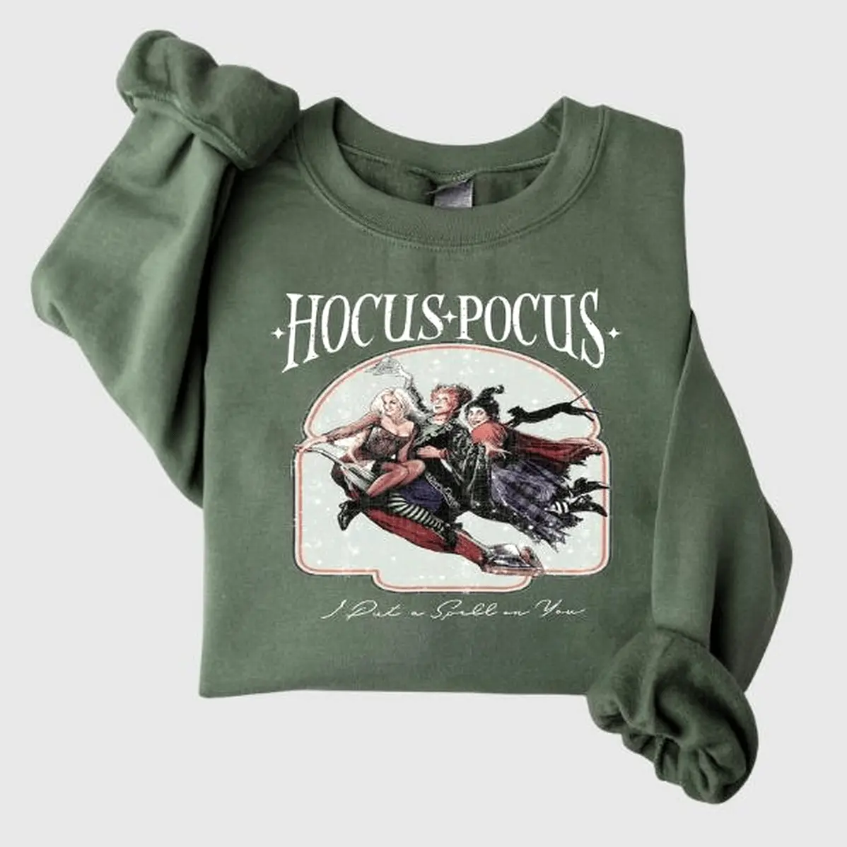 Women's Hocus Pocus Sweatshirt, Vintage Street Style Graphic Sweater, Casual Loose Fit Round Neck Top for Halloween Parties, Beach, T-Shirt
