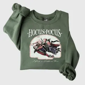 Vintage Hocus Pocus Sweatshirt Sanderson Sisters Sweatshirt Halloween Party Shirt Cute Halloween Outfit Hoodied Classic Cotton Sweaters