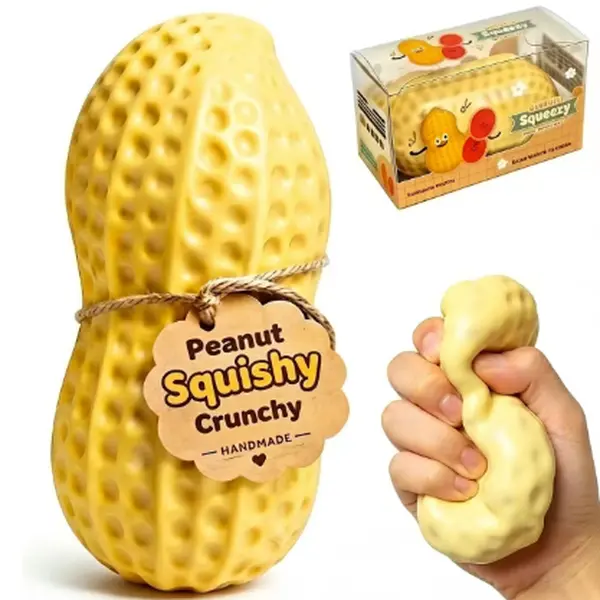 Crunchy Sound Peanut Squishy Toy Soft Squeeze Fidget Toy Funny Sensory Hobby Play Toy Portable Stress Relief Decompression Toy Cute Peanut Desk Relax Toy Ideal Gift For Teens Adults Party Leisure Entertainment