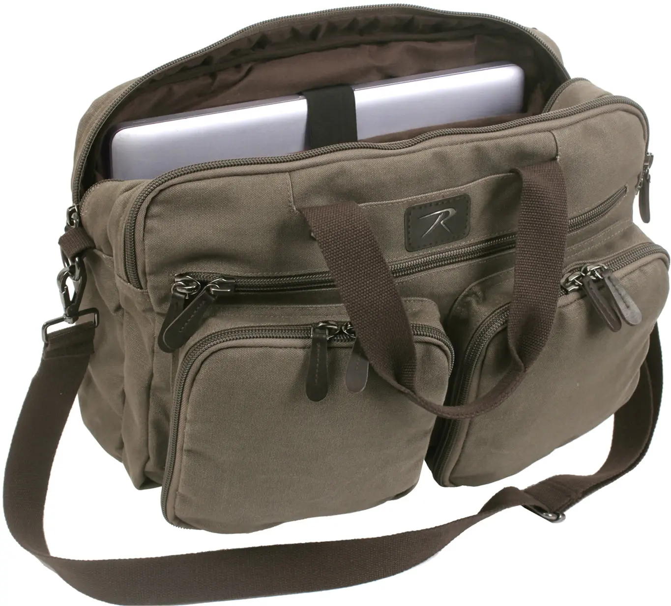 Men's Chic Convertible Canvas Briefcase Backpack - Messenger Bag with 17" x 12" x 6.5" Dims, Carry Handles, Detachable Shoulder Strap, Laptop Sleeve for Professional Use, Work Bags