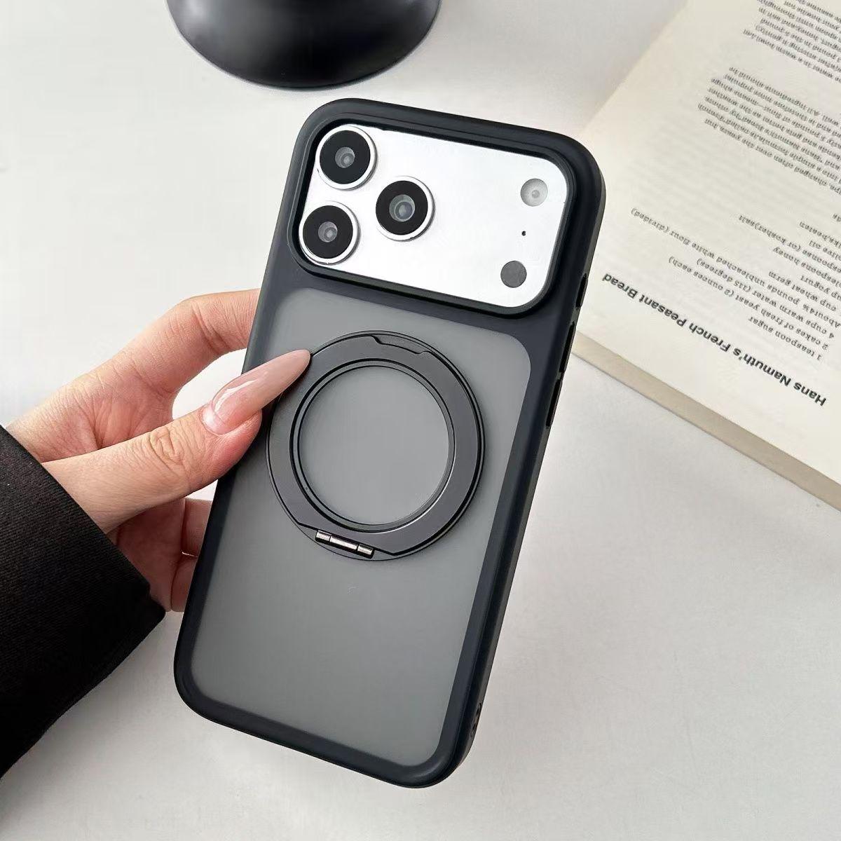 【360° Rotatable Magnetic Stand】Phone Case for iPhone 17 16 15 14 13 12 Pro Max Plus Air, Skin-Friendly Matte Shockproof Case Large Hole Full Body Protection Heavy Duty Cover